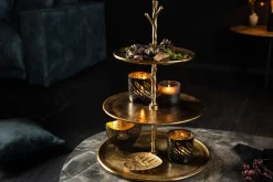 Design Etagere ABSTRACT 50cm gold Metall mit drei Etagen