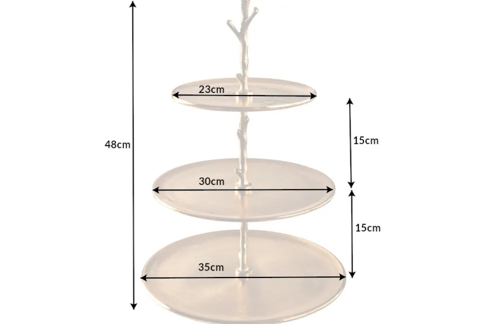 Design Etagere ABSTRACT 50cm gold Metall mit drei Etagen