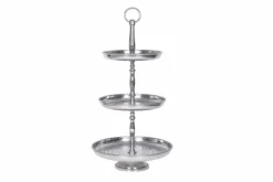 Design Etagere ORIENT 50cm silber im Wild Hammerschlag mit drei Etagen