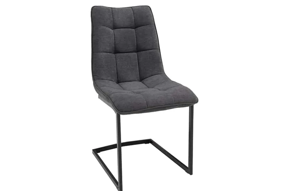 Design Freischwinger Stuhl MIAMI dunkelgrau Metallgestell matt schwarz