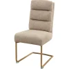 Design Freischwinger Stuhl COMFORT beige Strukturstoff mit Metallgestell