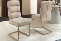 Design Freischwinger Stuhl COMFORT beige Strukturstoff mit Metallgestell