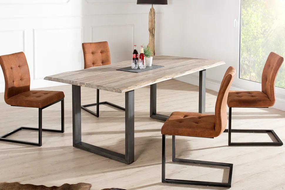 Design Freischwinger Stuhl OXFORD vintage braun Gestell Eisen