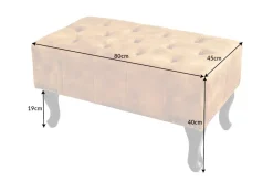 Design Fußhocker CHESTERFIELD 80cm senfgelb Samt Knopfheftung Nietenbesatz