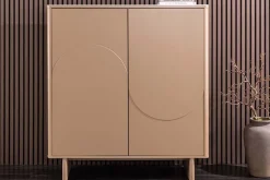 Design Highboard SAVOY 130cm grau beige greige Travertin Keramik Stauraum 3D-Front