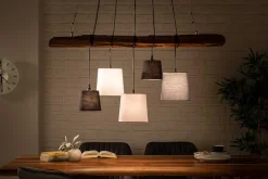 Design Hängelampe LEVELS 115cm Treibholz schwarz grau mit 5 Leuchten