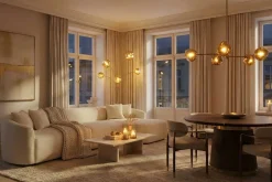 Design Hängelampe LIQUID DIAMOND 100cm gold Glas Stahl fünf Schirme Kugelleuchte