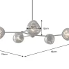 Design Hängelampe LIQUID DIAMOND 100cm smoke schwarz Glas fünf Schirme Kugelleuchte