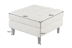 Design Hocker COZY VELVET 80cm beige Chenille Federkern Holzfüße