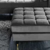 Design Hocker COZY VELVET 80cm grau Samt goldene Füße