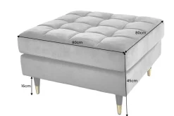 Design Hocker COZY VELVET 80cm grau Samt goldene Füße