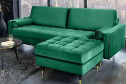 Design Hocker COZY VELVET 80cm smaragdgrün Samt goldene Füße