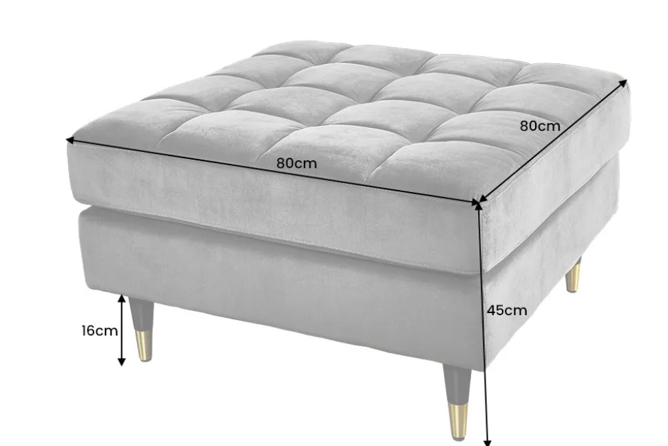 Design Hocker COZY VELVET 80cm senfgelb gold Samt Metallfüße