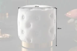 Design Hocker MODERN BAROCK 37cm edel-grau gold Samt Chesterfield