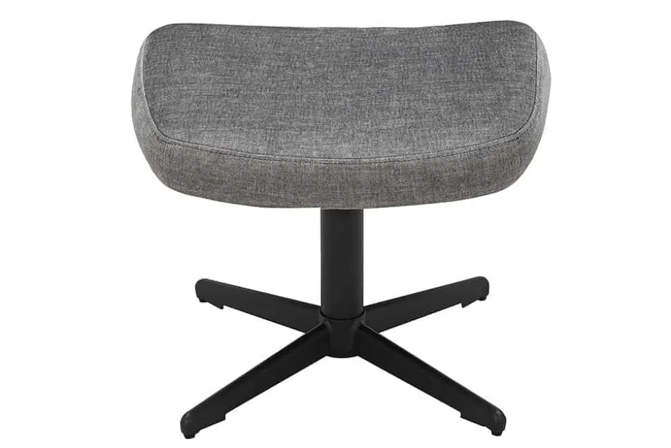 Design Hocker VOGUE 45cm grau Samt drehbar schwarze Metallbeine Fußhocker