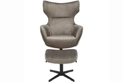 Design Hocker VOGUE 45cm taupe Samt drehbar schwarze Metallbeine Fußhocker