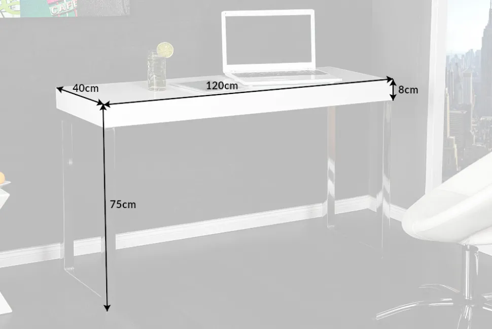 Design Konsole WHITE DESK 120cm weiß Hochglanz Bürotisch