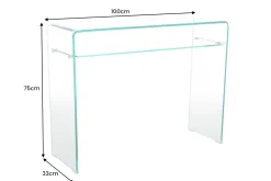 Design Konsolentisch FANTOME 100cm Glas transparent mit Ablage