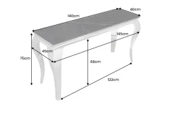Design Konsolentisch MODERN BAROCK 140cm schwarz anthrazit chrom Keramik Marmor