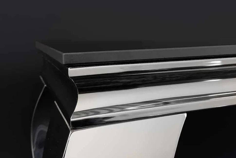 Design Konsolentisch MODERN BAROCK 140cm schwarz anthrazit chrom Keramik Marmor