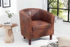 Design Lounge Sessel HEMINGWAY whisky braun mit Armlehnen Cocktailsessel Massivholzbeine