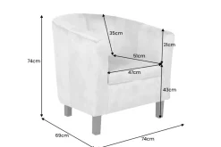 Design Lounge Sessel HEMINGWAY whisky braun mit Armlehnen Cocktailsessel Massivholzbeine