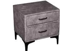 Design Nachttisch BOUTIQUE 50cm dunkelgrau Samt zwei Schubladen