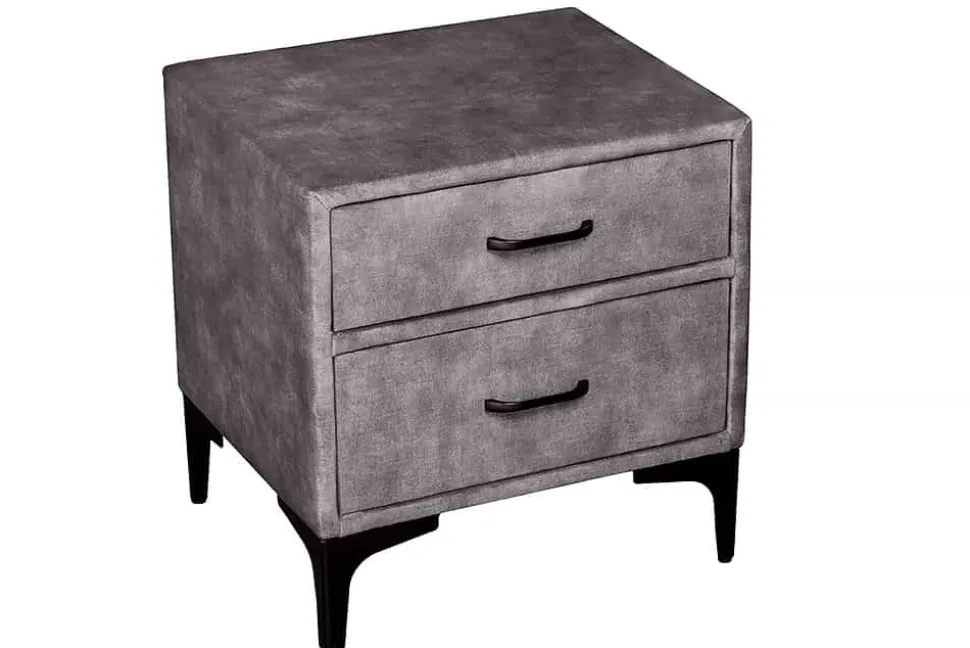 Design Nachttisch BOUTIQUE 50cm dunkelgrau Samt zwei Schubladen