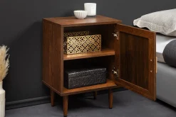 Design Nachttisch VIENNA 60cm braun Wiener Geflecht Beistelltisch mit Stauraum