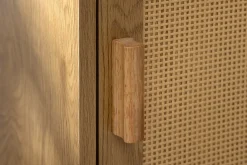Design Nachttisch VIENNA 60cm natur Rattan Geflecht Beistelltisch mit Stauraum