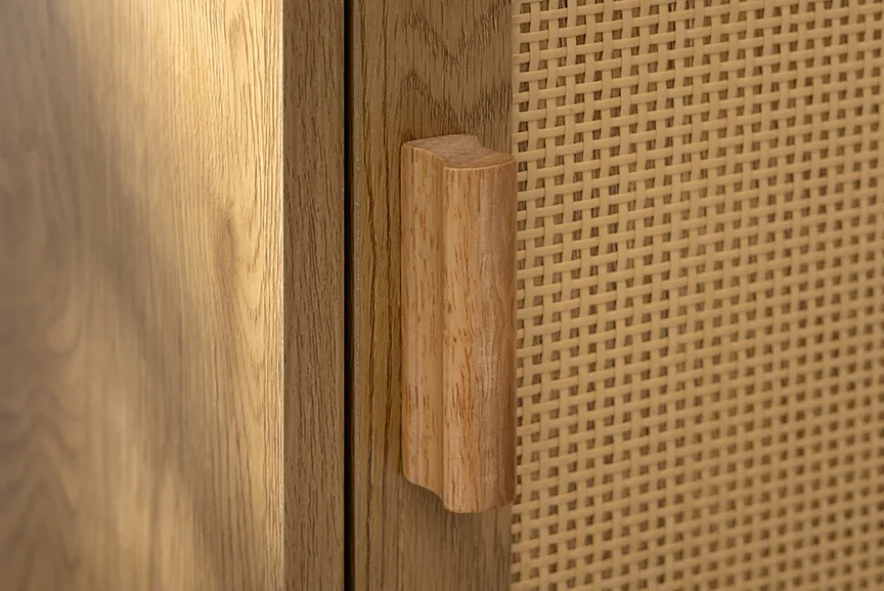 Design Nachttisch VIENNA 60cm natur Rattan Geflecht Beistelltisch mit Stauraum