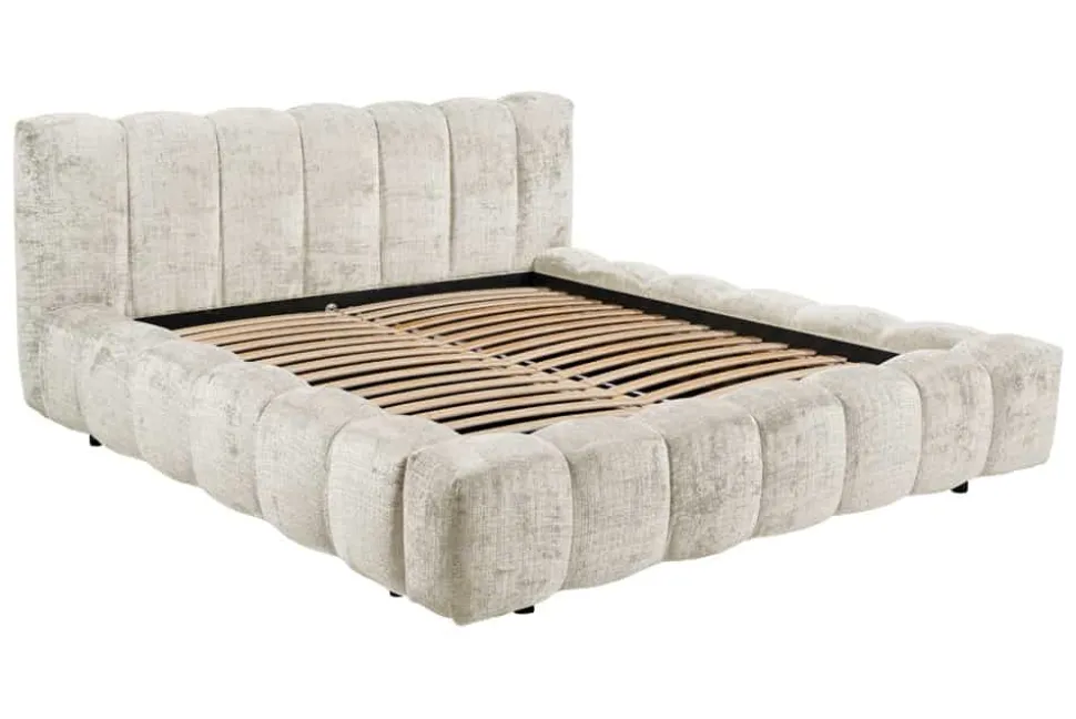 Design Polsterbett DIAMOND 180x200cm weiß Chenille Cremona inkl. Matratze Topper Lattenrost