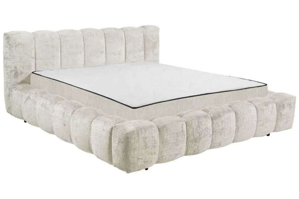 Design Polsterbett DIAMOND 180x200cm weiß Chenille Cremona inkl. Matratze Topper Lattenrost