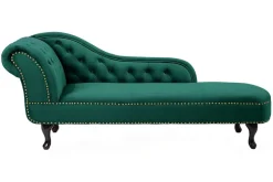 Design Récamière CHESTERFIELD 170cm smaragdgrün Samt Knopfheftung Nietenbesatz