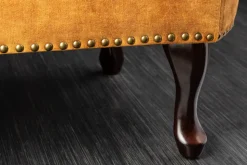 Design Récamière CHESTERFIELD 170cm senfgelb Samt Knopfheftung Nietenbesatz