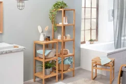 Design Regal LAGOON SPA 145cm Bambusholz vier Fächer Badregal