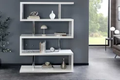 Design Regal SNAKE 165cm weiß Bücherregal Hochglanz mit fünf Böden
