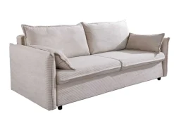 Design Schlafsofa APARTMENT 215cm beige Cord 3-Sitzer Couch inkl. Bettkasten Kissen