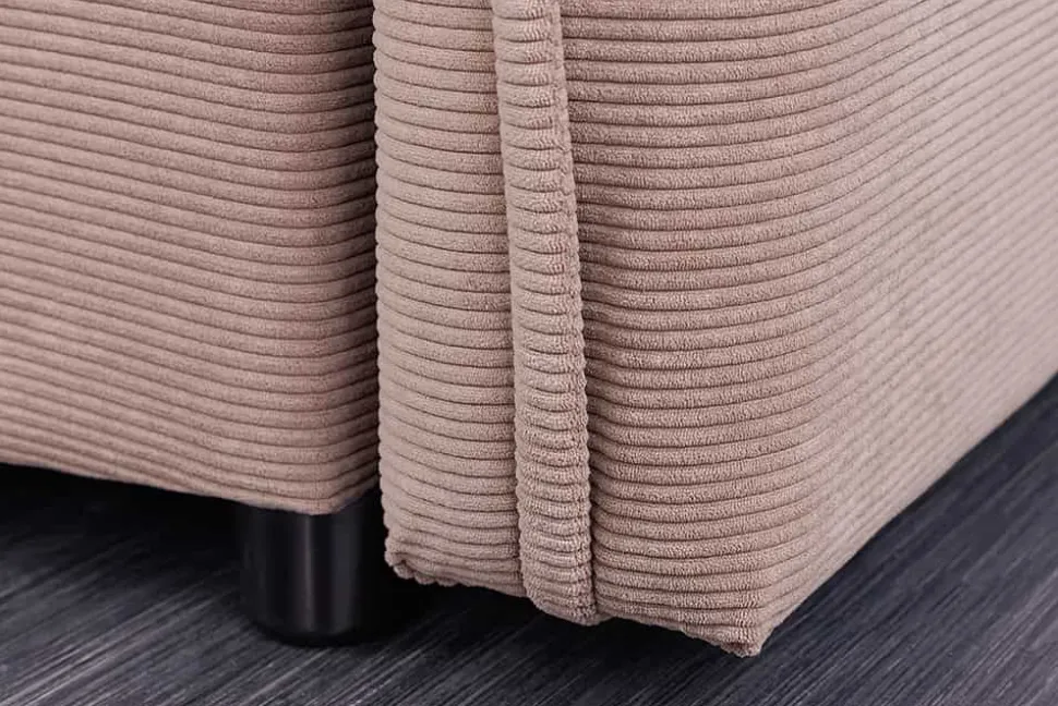 Design Schlafsofa APARTMENT 215cm taupe Cord 3-Sitzer Couch inkl. Bettkasten Kissen