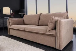 Design Schlafsofa APARTMENT 215cm taupe Cord 3-Sitzer Couch inkl. Bettkasten Kissen