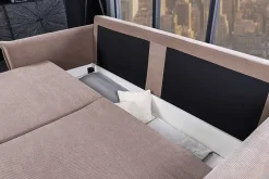 Design Schlafsofa APARTMENT 215cm taupe Cord 3-Sitzer Couch inkl. Bettkasten Kissen