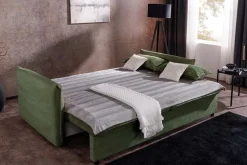 Design Schlafsofa APARTMENT 215cm grün Cord 3-Sitzer Couch inkl. Bettkasten Kissen