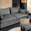 Design Schlafsofa APARTMENT 215cm grau Samt 3-Sitzer Couch inkl. Bettkasten Kissen