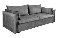 Design Schlafsofa APARTMENT 215cm grau Samt 3-Sitzer Couch inkl. Bettkasten Kissen