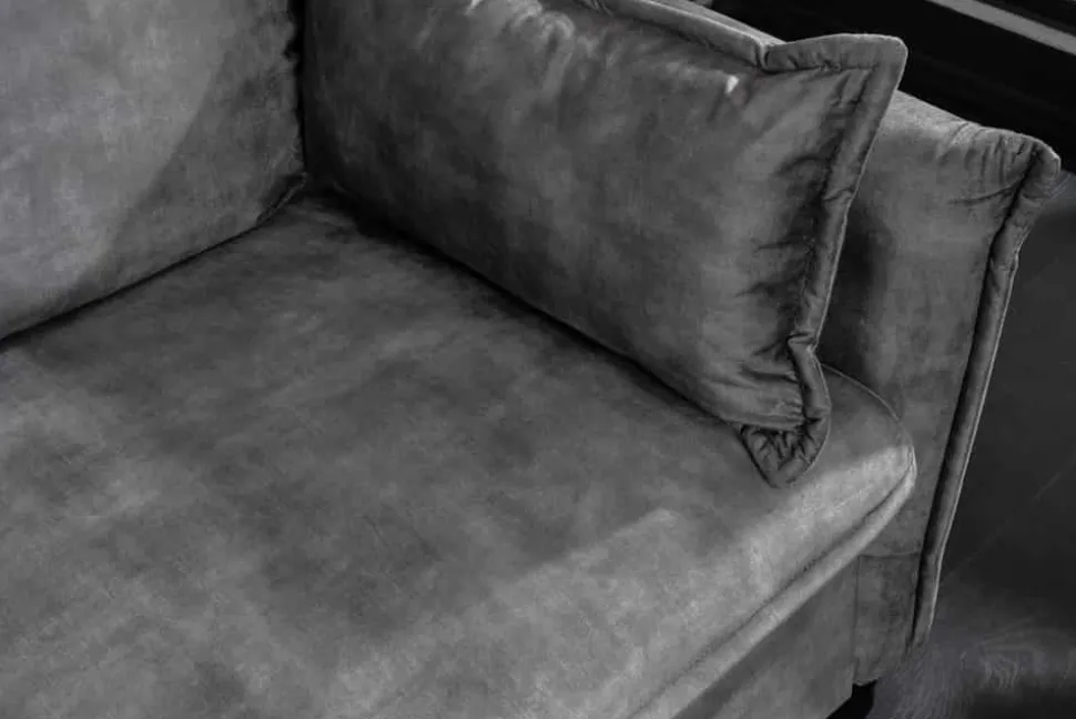 Design Schlafsofa APARTMENT 215cm grau Samt 3-Sitzer Couch inkl. Bettkasten Kissen