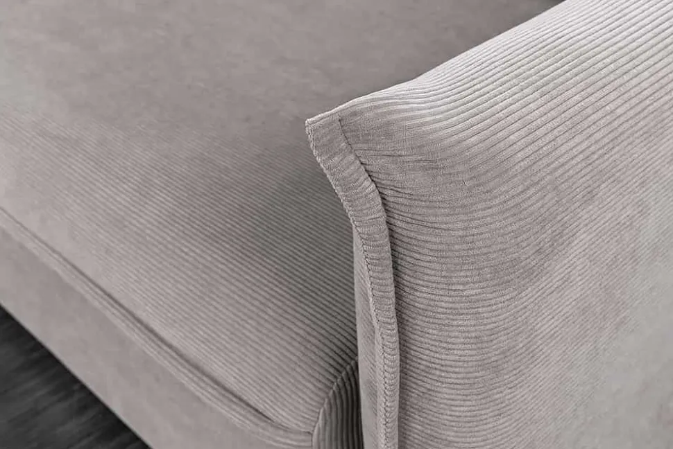 Design Schlafsofa APARTMENT 215cm grau Cord 3-Sitzer Couch inkl. Bettkasten Kissen