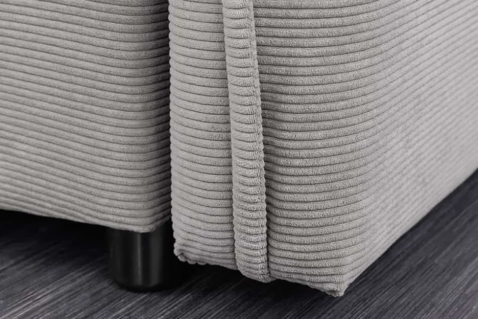 Design Schlafsofa APARTMENT 215cm grau Cord 3-Sitzer Couch inkl. Bettkasten Kissen