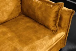 Design Schlafsofa APARTMENT 215cm senfgelb Samt 3-Sitzer Couch inkl. Bettkasten