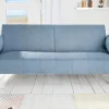 Design Schlafsofa DIVANI 220cm hellblau Strukturstoff Scandinavian 3-Sitzer mit Bettfunktion
