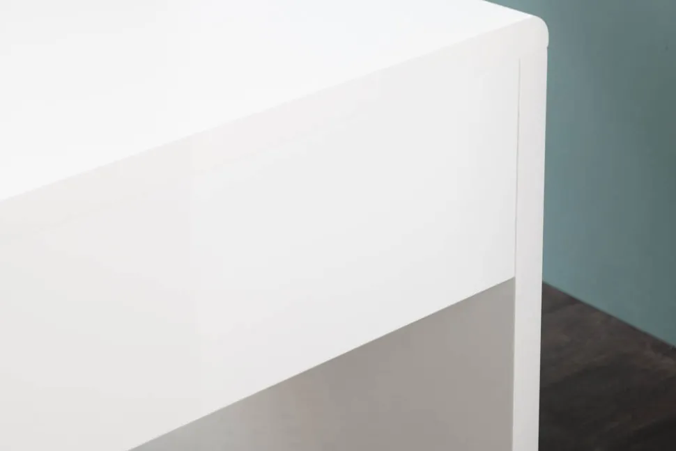 Design Schreibtisch FAST TRADE 120cm weiß Hochglanz Bürotisch